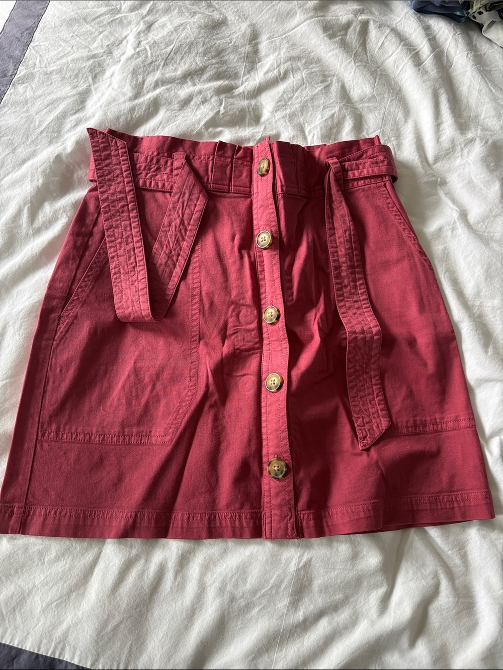 Abercrombie & Fitch Button-Front Mini Skirt in Deep Rose